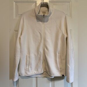 L.L. Bean Women’s Cotton Blend Zip Up Jacket White Size Medium Petite Ribbed